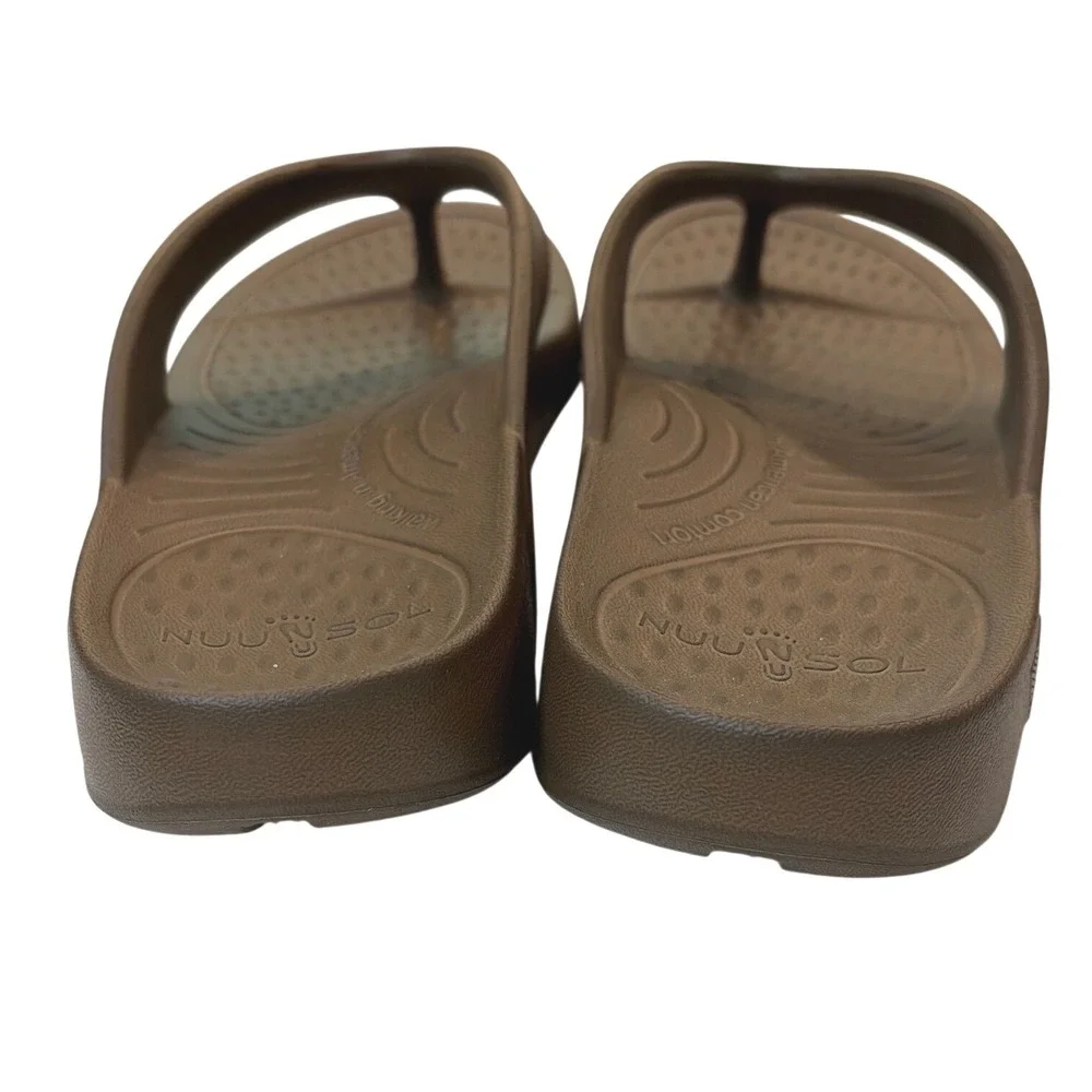 NuuSol Mens Comfort Recovery Orthotic Flip Flop Sandals Brown Size W11